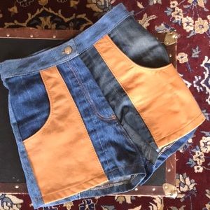 After Party Vintage Nellie Leather Patchwork Short